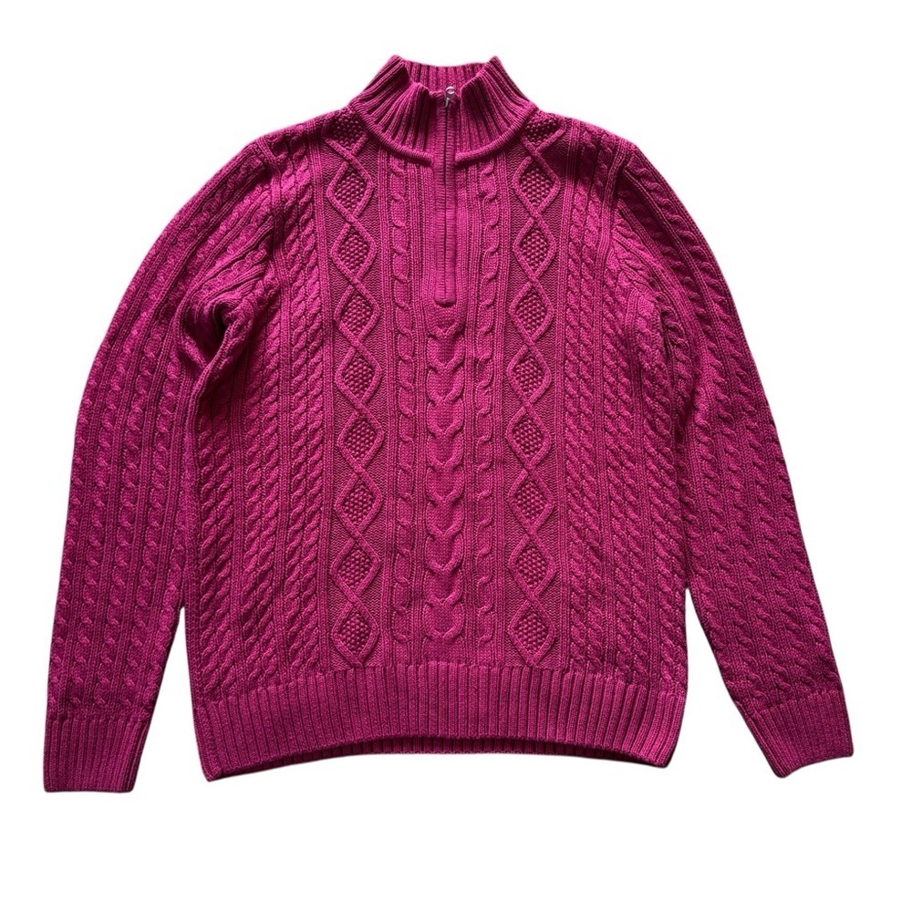 Croft & Barrow Men’s Quarter Zip Cable Knit Sweater Maroon Size Large